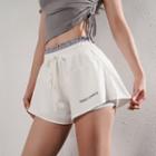 Drawstring Lettering Yoga Shorts