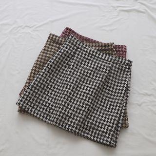High Waist Houndstooth A-line Skirt