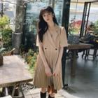 Short-sleeve Accordion Pleat Blazer Dress