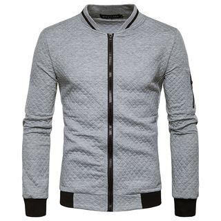 Contrast-trim Quilted Zip Jacket