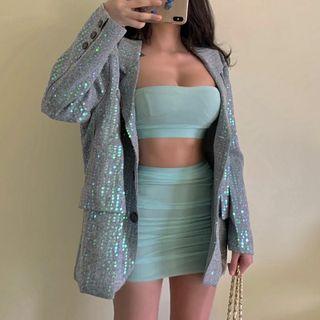 Long-sleeve Oversized Jacket Green - One Size