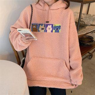 Fleece Animal Applique Hoodie