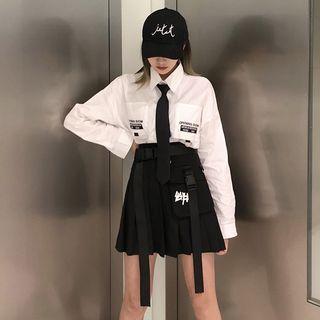 Chest Pocket Shirt / Pleated Mini Skirt