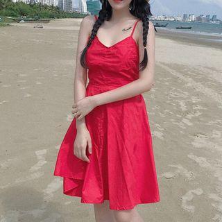 Bow Back Strappy A-line Dress