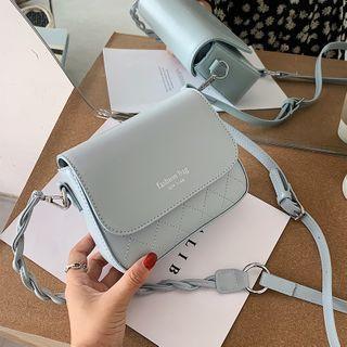 Plain Woven Strap Flap Crossbody Bag