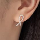 Rhinestone Ear Stud 1 Pc - Silver - One Size