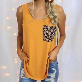 Leopard Print Pocket Tank Top