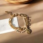 Faux Pearl Layered Chain Bracelet 1 Pc - Bracelet - Gold - One Size