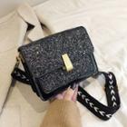 Wide Strap Sequined Flap Crossbody Bag
