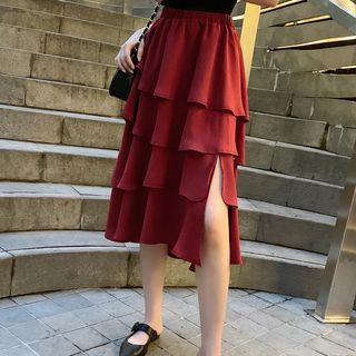 Side Slit Layered Skirt