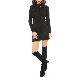 Tie-neck Long-sleeve Knit Dress