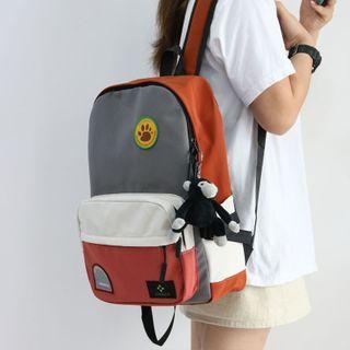 Color Block Paneled Canvas Backpack