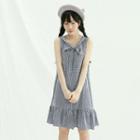 Tie-neck Gingham Pinafore Dress Black - One Size