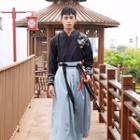 Set: Embroidered Hanfu Top + Maxi Skirt