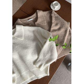 Collared Mohair Blend Sweater