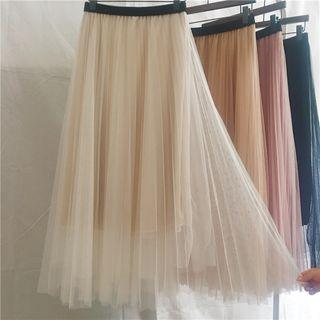 Sheer Overlay Midi Skirt