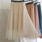 Sheer Overlay Midi Skirt