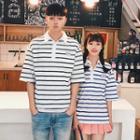 Couple Matching Striped Short-sleeve Polo Shirt