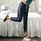 Contrast Trim Band Waist Jeans
