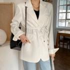 Drawstring-waist Flap-detail Blazer