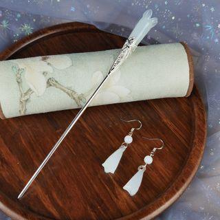 Retro Floral Alloy Hair Stick / Drop Earring / Set