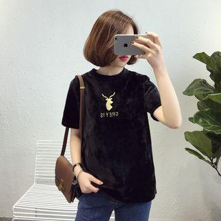 Deer Printed Velvet Top