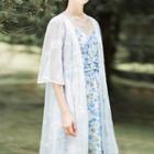 Embroidered Elbow-sleeve Long Light Jacket