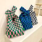 Checkerboard Knit Shopping Bag