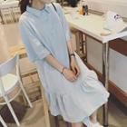 Elbow-sleeve Polo Dress