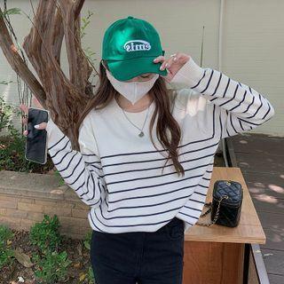 Round-neck Striped Knit Oversize Top