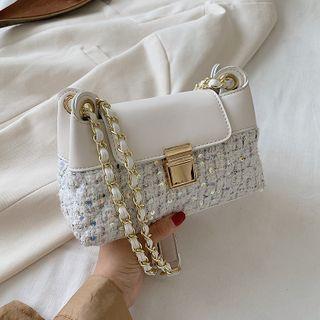 Tweed Panel Sequined Crossbody Bag