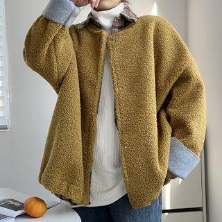 Plain Thick Fleece Single Breasted Cardigan