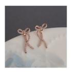 Knot Rhinestone Sterling Silver Earring 1 Pair - Gold - One Size