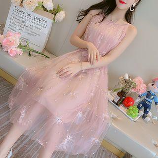 Spaghetti Strap Glitter Midi Dress