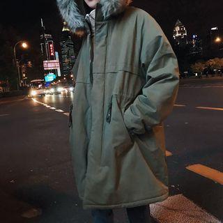 Couple Matching Furry-trim Hooded Padded Coat