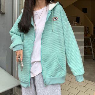 Long-sleeve Waffle Zip Hooded Jacket