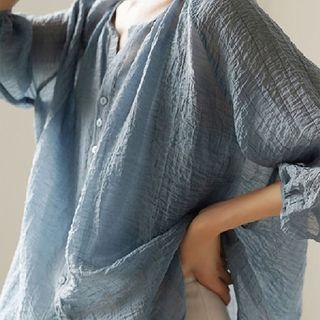 Elbow Sleeve Crinkled Shirt