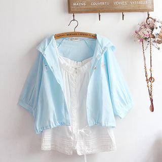 Embroidered Hood Windbreaker