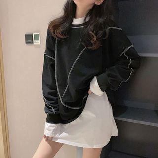 Long-sleeve Striped T-shirt / Long-sleeve Plain T-shirt