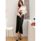 Slit-front Maxi Satin Skirt