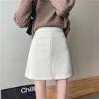 Zip Woolen A-line Skirt