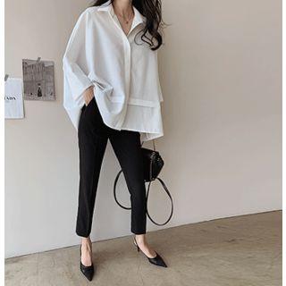 Drop-shoulder 3/4-sleeve Blouse