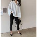 Drop-shoulder 3/4-sleeve Blouse
