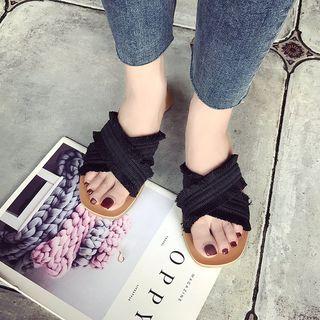 Fringed Cross Strap Sandals