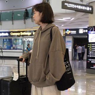 Plain Long-sleeve Hoodie / Long-sleeve Shirtdress