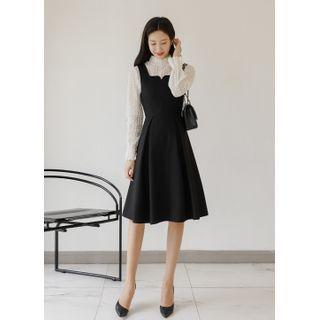 Sleeveless Sweetheart-neck Flared Dress