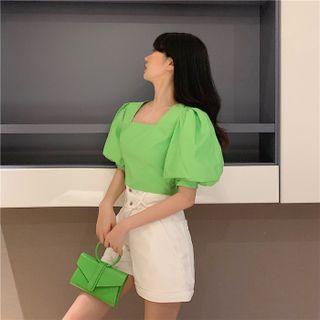 Square-neck Plain Oversize Blouse