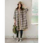 Snap-button Plaid Chesterfield Coat One Size