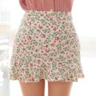 Inset Short Ruffled Floral Miniskirt