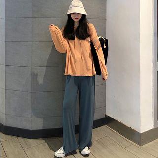Loose-fit Hooded Light Top / Wide-leg Pants